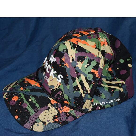 NO F*CKS GIVEN Field Grade Hat Snapback Baseball Cap Paint Splatter - Picture 2 of 8